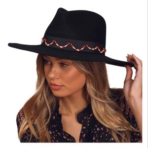 Brixton Tillman Beaded Wool Felt Fedora Black S